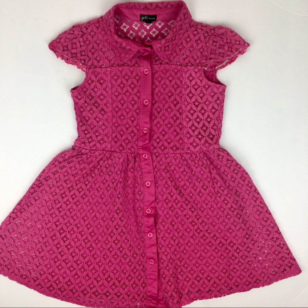 Girls Pink button up Lace Dress